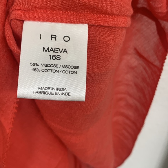 IRO Maeva Top Red Voile Cotton Blend Gauzy Breezy Cap Sleeve SZ 4 - Picture 10 of 13